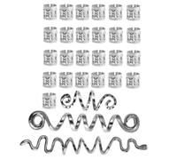 DECOMELODY Bijoux Dreadlocks Métal Argenté 28 Pièces Anneaux Accessoires pour Tresses Mode Femmes Fête Mariage