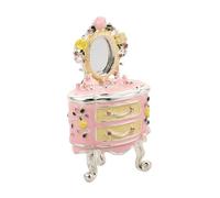 DECOMELODY Boîte à Bijoux Ancienne Émaillé avec Miroir Coffret Trésor Compact pour Bagues et Boucles Doreilles Organisateur Élégant pour Collier Décoration de Table