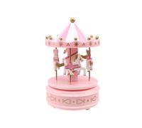 DECOMELODY Boîte à Musique Carrousel Rose Romantique Mini Ornement Décoratif sans Lumière Présent D’Anniversaire pour Fille Mélodie Mécanique Décoration de Bureau Élégante