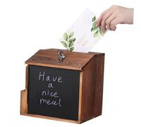 DECOMELODY Boîte à Suggestions Murale Bois avec Serrure Tableau Écrivable et Porte-brochures Urne de Vote et Boîte à Dons pour Collecte de Fonds