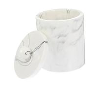 DECOMELODY Boîte de Rangement Marbre pour Coton-tiges et avec Couvercle Récipient Accessoire Élégant pour Salle de Bain Stockage Polyvalent et Compact