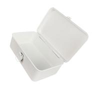 DECOMELODY Boîte de Rangement Métallique Vintage Blanche Compacte avec Verrou Boîte à Outils de Bureau Multifonctionnelle Acier pour Accessoires Papeterie et Fournitures de Bricolage