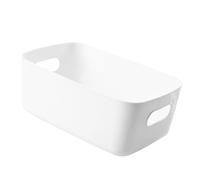 DECOMELODY Boîte de Rangement Plastique Multifonction pour Cuisine Salle de Bain Bureau Capacité Spacieuse Légère et Facile à Nettoyer Organisateur de Bureau et Snack Plastique Blanc