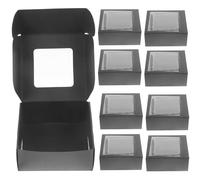 DECOMELODY Boîte Présent Carrée 20 Pcs Boîte de Rangement en Papier Kraft Noir 7,5 X 7,5 X 3 Cm Fenêtre Transparente Légère et Résistante Emballage pour Bijoux, Savons, Petits Objets Usage