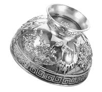 DECOMELODY Bol Tibétain Ancien en Argent avec Motifs Dragon et Phénix Compact et Stable pour Méditation Culte et Décoration