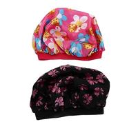 DECOMELODY Bonnet de Nuit en Satin pour Garçons et Filles 2 Pièces Taille Enfants Bord Large Élastique Motifs Stylisés et Fleurs Soin Cheveux Maison
