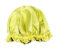 DECOMELODY Bonnet Garçon Fille Satin Doux avec Large Bord Élastique Protection Cheveux pour Sommeil et Respirant Adapté Maison et Voyage Jaune