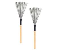 DECOMELODY Brosse Tambour en Fil d'Acier 32,5 CM Manche Bois Balai pour Batterie Jazz pour Musiciens en Studio et Live