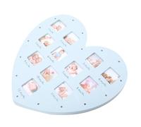 DECOMELODY Cadre Photo Lumineux Bébé de Cœur 33,5x32 Cm pour Souvenirs de Première Année, Cadre de Croissance 12 Mois, Décoration Murale pour Nourrisson, Présent Naissance Fille Garçon