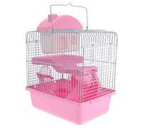 DECOMELODY Cage Hamster Double Couche pour Petits Animaux Maison Portable et Confortable Abri Ludique Durable pour Hamsters et Souris Design Créatif Rose