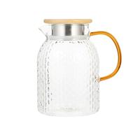 DECOMELODY Carafe Verre avec Couvercle Acier Résistance Thermique Pichet Eau Froide Étanche pour Cuisine