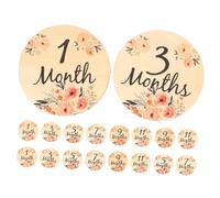 DECOMELODY Cartes de Jalons Mensuels en Bois 18 Pcs - Disques Ronds Naturels pour Bébé - Accessoires Photo Bébé - Signes du Mois pour Suivi Croissance - Présent Naissance Poupon Nursery