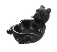 DECOMELODY Cendrier Intérieur Original Résine Forme Chien Noir Décor Salon Multifonction pour Fumeurs Design Minimaliste et Ludique