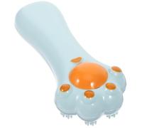 DECOMELODY Chat avec Boule à Herbe à Chat Intégrée Peigne de Toilettage Douce Bleu pour Massage et Amusement Accessoire Interactif Stimulation Mentale et Détente