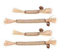 DECOMELODY Chaton Résistant à l'usure en Bois et Corde de Chanvre, Bâtons de Dentition pour Chat Intérieur, Lot de 4 Pièces pour Soins Dentaires et Jeu la Maison