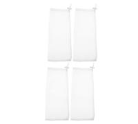 DECOMELODY Chaussettes à Suspendre Fermeture à Cordon Lot de 4 pour Oiseaux, Paquet en Polyester Blanc Filet Hexagonal pour Chardonnerets, Jardin Extérieur