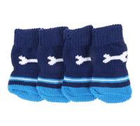 DECOMELODY Chaussettes Antidérapantes pour Chiens en Coton Résistantes à l'usure, Taille S, Bleu Motif Os, Protection Froid et Saleté, Adaptées aux Petits Chiens comme Caniches