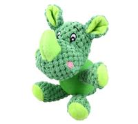 DECOMELODY Chien Peluche Rhino Éducatif Sonore à Mâcher Stress pour Chiens Attire et Distrait pour Éducation et Ennui Vert