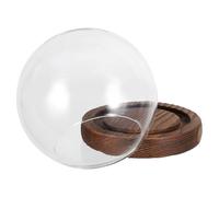 DECOMELODY Cloche en Verre 10 CM avec Base en Bois Vintage, Serrage pour Fleurs Éternelles, Dôme Protecteur Anti-Poussière, Présentoir Décoratif pour Plantes Séchées et Micro-Paysages