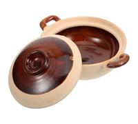 DECOMELODY Cocotte en Argile 500ml Couvercle, Pot à Ragoût pour Cuisson Homogène et Forte Rétention de Chaleur, Maison Préparation de Porridge