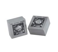 DECOMELODY Coffret Commémoratif Porte-cheveux Fœtaux Et Dents De Lait Petite Boîte De Rangement Métal Sculpté Ours Pour -nés Souvenirs De Naissance Présent Naissance