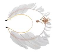DECOMELODY Coiffe Lolita Dorée Ailée avec Croix et Plumage, Serrage-tête Couronne de Déesse du Soleil, Accessoire Halloween pour Femme, Bandeau Costume Papal pour Défilés et Séances Photo