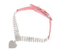 DECOMELODY Collier pour Animaux de Compagnie à Paillettes Ajustable Taille M, Collier Bijou Rose pour Chats, Chiots et Petits Chiens, Accessoire Confortable avec Pendentif Cœur, pour Maison