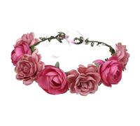 DECOMELODY Couronne de Fleurs Artificielles pour Cheveux Serrage-Tête Fleuri en Corde Bandeau Mariage et Vacances Rose Pâle Accessoire Coiffure Femme Décoration Plage et Cérémonie