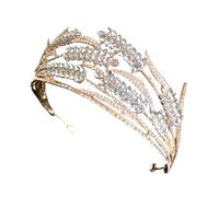 DECOMELODY Couronne de Mariée Baroque Dorée pour Robe de Mariée, Diadème Tiare Brillante Élégante, Accessoire Coiffure Mariage Femme, Coiffure Cérémonie et Anniversaire, 1 Pièce