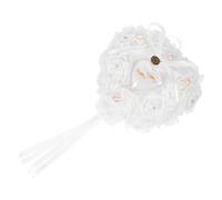 DECOMELODY Coussin Porte-alliances Mariage Forme Cœur avec Rose Simulée Présentation Élégante et Sécurisée pour Propositions et Cérémonies