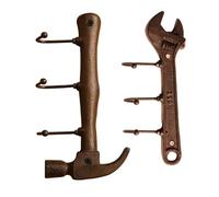 DECOMELODY Crochets Muraux Industriels en Fer Set de 2 Crochets Muraux de Marteau et Clé à Molette Porte-manteaux Robustes pour Salon, la Cuisine, Bureau et Entrée Style Américain Rétro