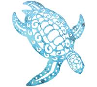 DECOMELODY Décoration Murale Tortue en Fer Ajouré Bleue Ornement Mural Tortue Métal pour Jardin et Intérieur à Suspendre Décorative Accessoire Déco Extérieure Polyvalent