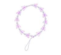 DECOMELODY Dragonne pour Téléphone en Perles Pendentif Cristal Irisé, Lanière Courte Violette Élégante, Ornement Suspendu Anti-perte Compatible Smartphone, Accessoire Décoratif