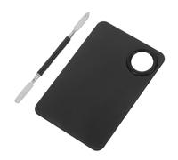 DECOMELODY Ensemble de 2 Pièces D'outils pour Nail Art en Acier Inoxydable Noir, Palette de Mélange et Double-ended Mixing Rod pour Mélanger Couleurs et Pigments à Domicile