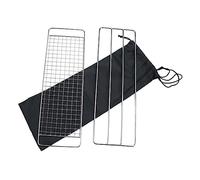 DECOMELODY Ensemble de 3 Grilles Barbecue en Acier Inoxydable 304 pour Camping Extérieur, Maille Fine Anti-Chute, Support Métallique et Paquet de Rangement Noir, Cuisson Uniforme