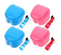 DECOMELODY Ensemble De 4 Pièces Comprenant Un Étui Pour Prothèse Dentaire Un Organisateur Pour Appareil Orthodontique Une Brosse À Dents Double Face Pour Le Nettoyage Un Étui De Trempage
