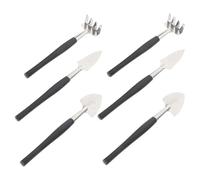 DECOMELODY Ensemble de 6 Outils de Jardinage d'Intérieur en Acier Inoxydable - Truelle Petite Pelle et Mini-Râteau pour Plantes Succulentes - Kit Compact pour Ameublir la Terre et Planter