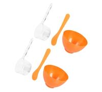 DECOMELODY Ensemble de Bol Mélangeur pour Masque 2 Sets en Plastique Pp Stable et Facile à Tenir avec Spatule et Verre Doseur pour Usage Personnel et Salon Professionnel