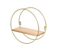 DECOMELODY Étagère Murale Flottante Ronde Style Étagère Géométrique Dorée pour Rangement Salon Chambre Bureau