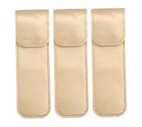 DECOMELODY Étui De Protection En Cuir Synthétique Pu Pour Pince à Épiler En Acier Inoxydable, Lot De 3 Petits Étuis Dorés, Protège Pinces à Greffer Des Cils, Rangement Compact Pour Usage Voyage