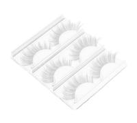 DECOMELODY Faux Cils Blancs Festifs 3 Paires en Fibres Artificielles Légers et Confortables, Accessoires de Maquillage pour Yeux, Ensemble pour Fête, Scène et Usage Quotidien
