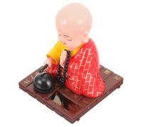 DECOMELODY Figurine Moine Solaire à Tête Secouante Décoration Intérieure Voiture Compacte Statue Bouddha Chinois pour Tableau de Bord Ornement Bureau Énergisé par Panneau Solaire