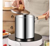 DECOMELODY Friteuse Acier Inoxydable avec Panier de Cuisson Résistante Haute Température pour Cuisine Familiale Compatible Induction Poêle Multifonction avec Poignée Ergonomique