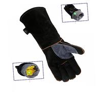 DECOMELODY Gants de Protection Brûlure Cuir Bovin Double Couche Résistants Chaleur pour Barbecue Soudure Four et Manutention
