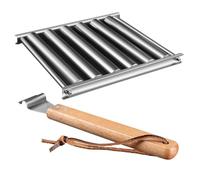 DECOMELODY Grill Roller pour Saucisses INOX avec Manche Support Portable pour Barbecue et Pique et Facile à Utiliser Accessoire Barbecue Extérieur