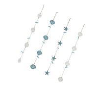 DECOMELODY Guirlande Porte-Photos Décor Océan 4 Pièces avec Pinces en Bois et Corde de Jute Naturelle, Décoration Murale Méditerranéenne pour Salon, Chambre et Salle de Bain,