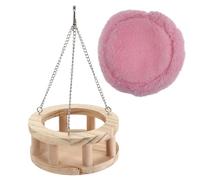 DECOMELODY Hamac pour Petits Animaux en Bois de Pin Coussin Moelleux, Lit Suspendu Rond Petit Format, Habitat Confortable pour Hamster et Cochon d'Inde, Accessoire Cage et Couleur Aléatoire