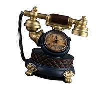 DECOMELODY Horloge Rétro Téléphone Décoratif Doré en Résine, Modèle Vintage de Table, Décoration Maison et Bureau, Accessoire Photo Artistique, Ornement Élégant pour Fête et Intérieur