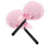 DECOMELODY Houppette de Maquillage Ronde en Fibre Pelucheuse Rose, Application Rapide de Poudre, Portable, Lot de 2 pour Poudrière et Maquillage du Visage