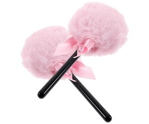 DECOMELODY Houppette de Maquillage Ronde en Fibre Pelucheuse Rose, Application Rapide de Poudre, Portable, Lot de 2 pour Poudrière et Maquillage du Visage